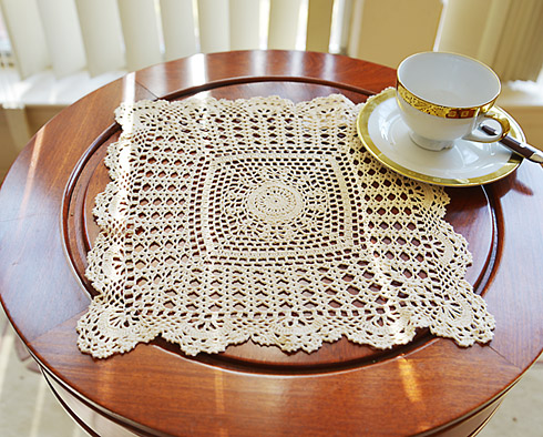 Square Crochet Placemat. Wheat Color. 13"x13". Each.